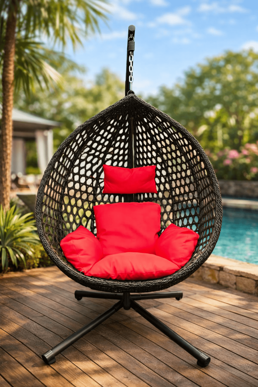 6210 Black Foldable Nest Egg Chair with Cushion