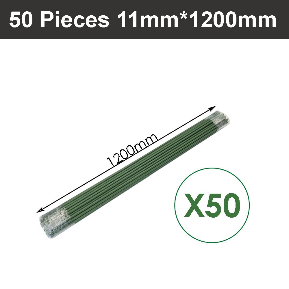 50pcs 1200mm x 11mm Green Garden Stakes PVC Coated Plant Supports Climbers - Image 2