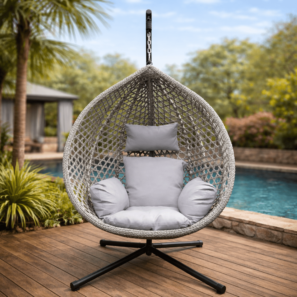 6210 Grey Foldable Nest Egg Chair with Cushion