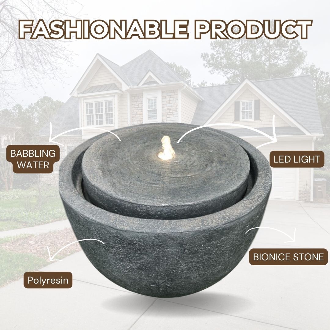 Stone Bowl Water Feature Water Fountain MZ13462GC - Image 2