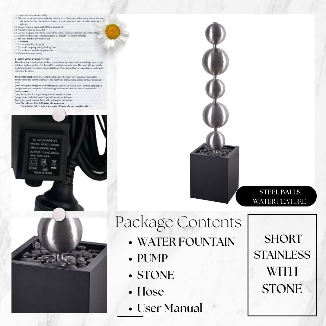 Short Stainless Steel Balls Water Feature Water Fountain MCLST357 - Image 6