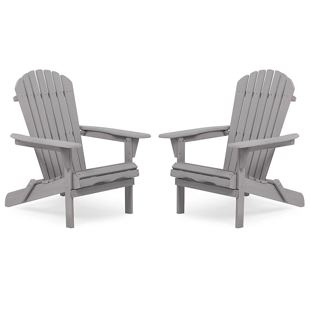 Adirondack Folding 2 x Chair Set - Grey