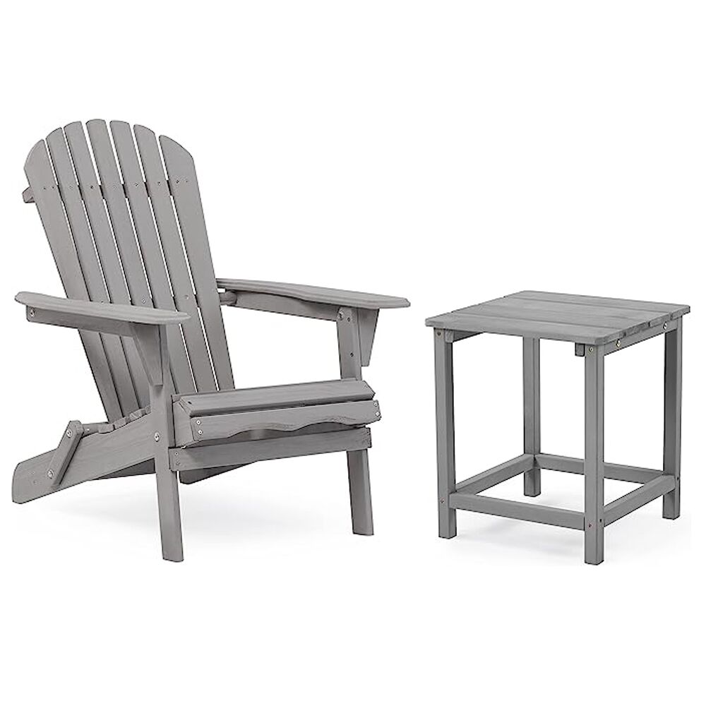 Adirondack Folding Chair Table Set - Grey