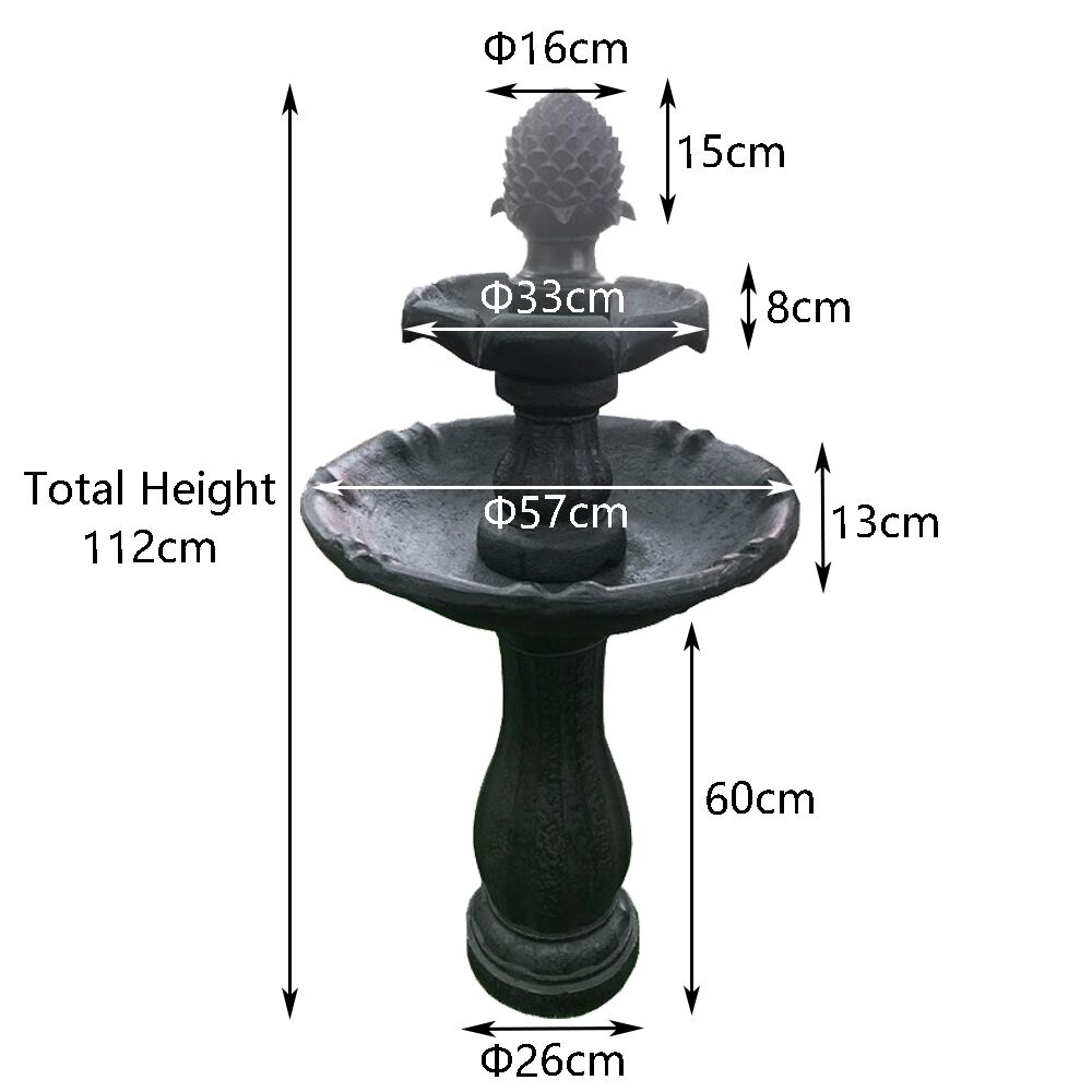 Bird Bath 3 Tier Solar Water Feature Black F921B1 - Image 7