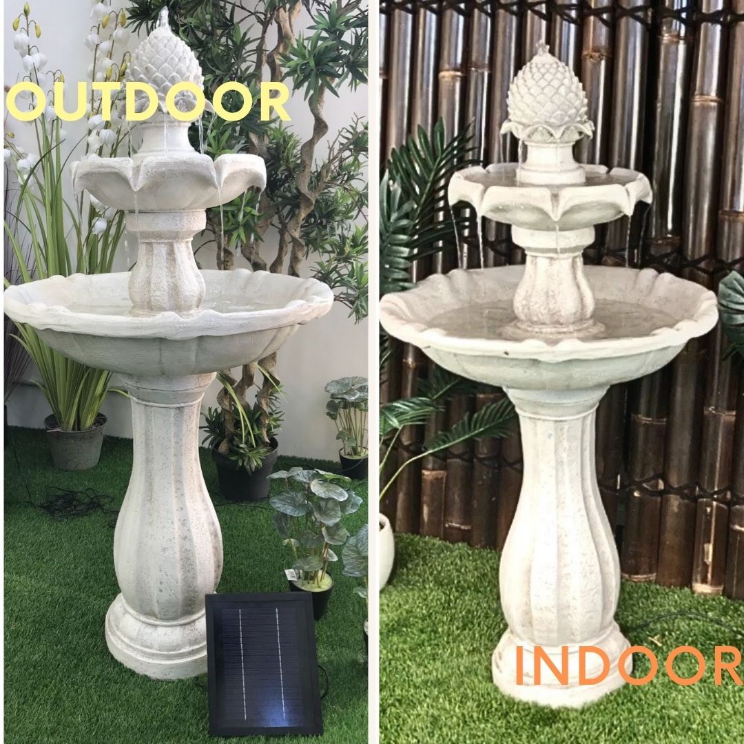 Bird Bath 3 Tier Solar Water Feature Ivory F921B5 - Image 2
