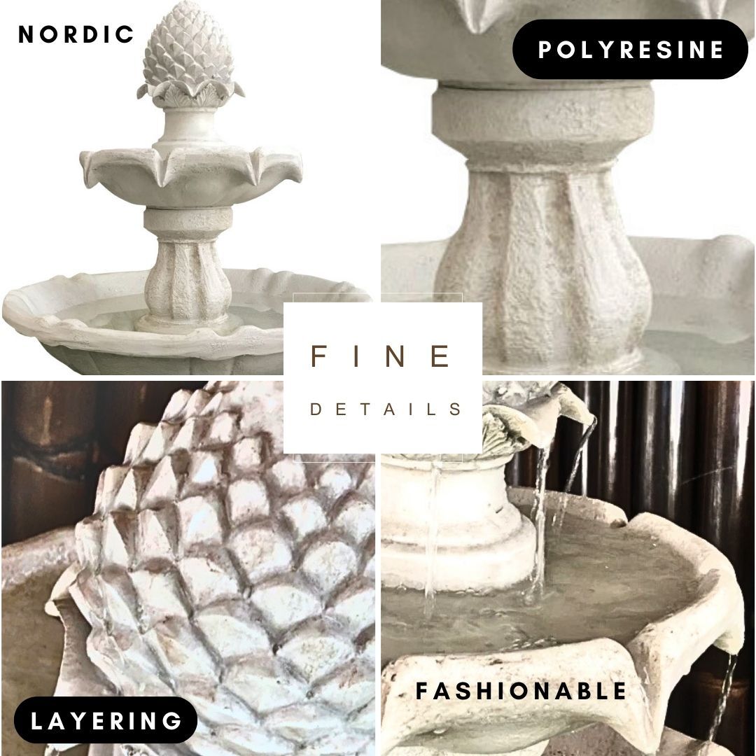 Bird Bath 3 Tier Solar Water Feature Ivory F921B5 - Image 7