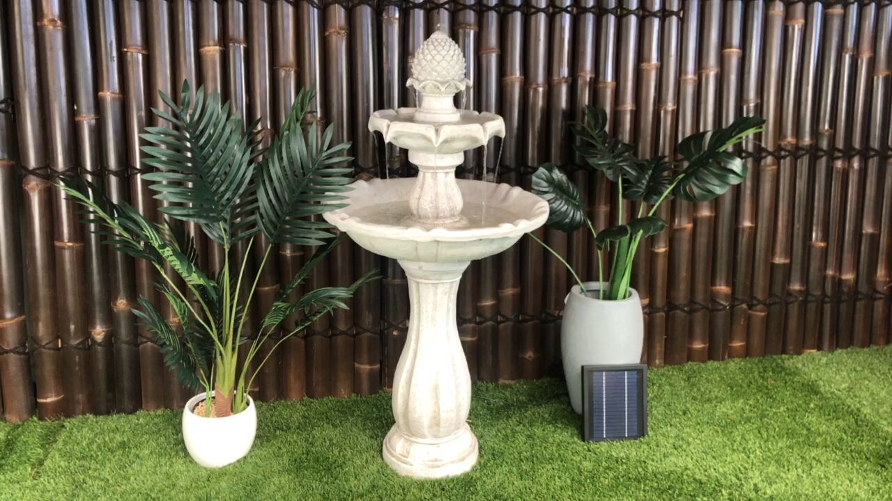 Bird Bath 3 Tier Solar Water Feature Ivory F921B5 - Image 10