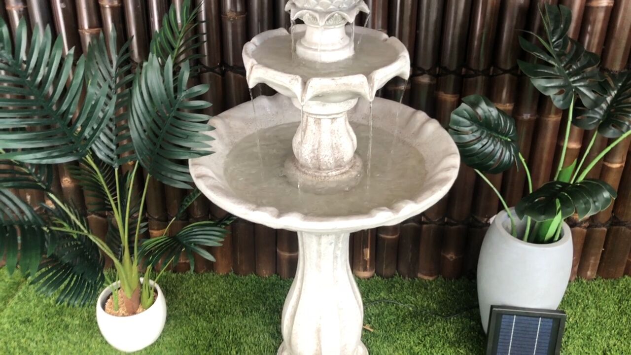 Bird Bath 3 Tier Solar Water Feature Ivory F921B5 - Image 14