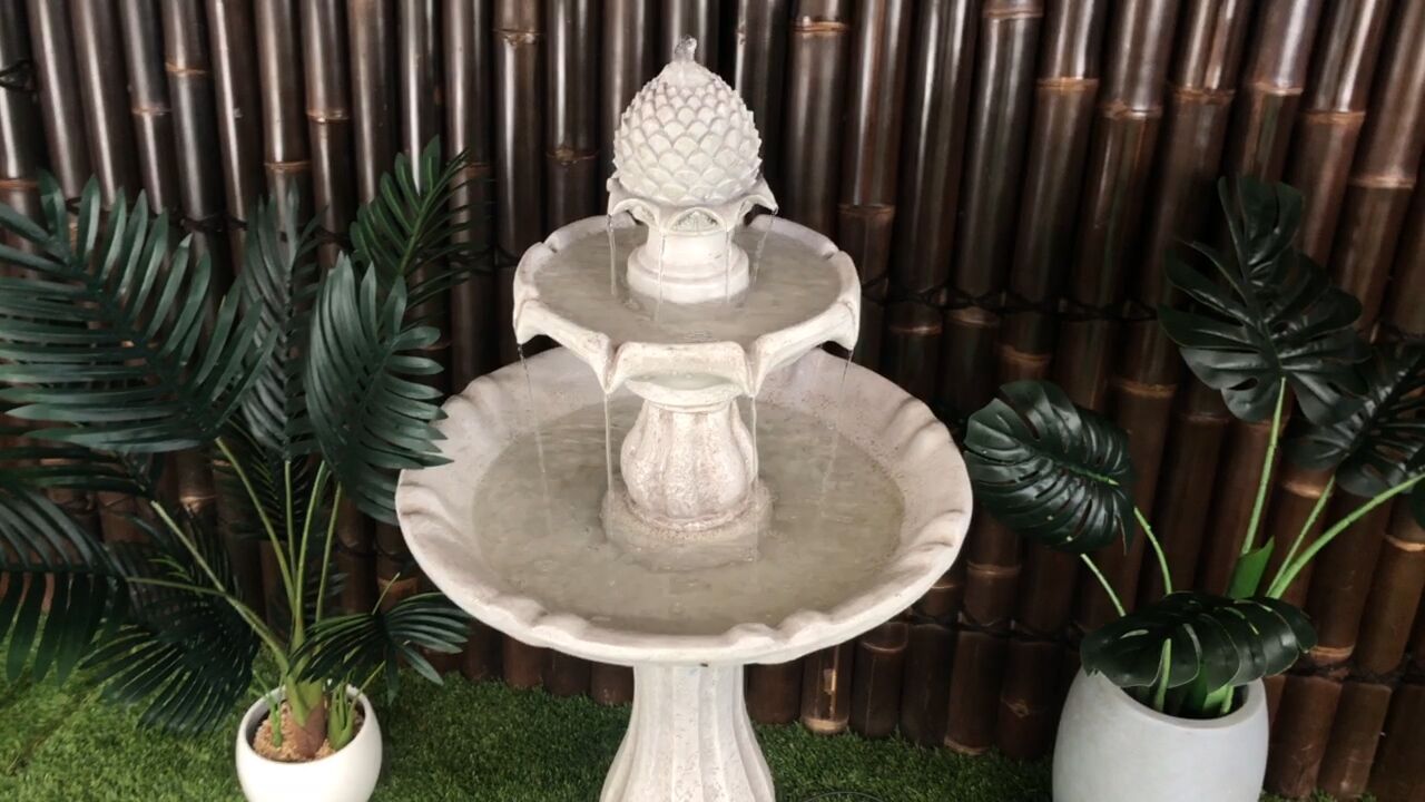 Bird Bath 3 Tier Solar Water Feature Ivory F921B5 - Image 15