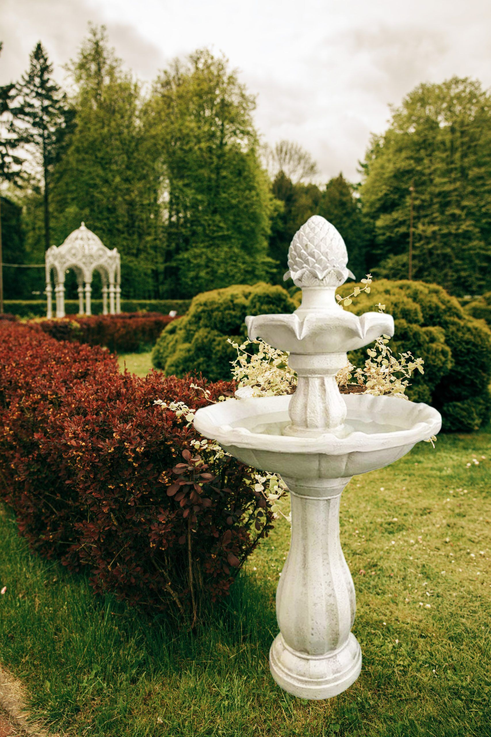 Bird Bath 3 Tier Solar Water Feature Ivory F921B5 - Image 4