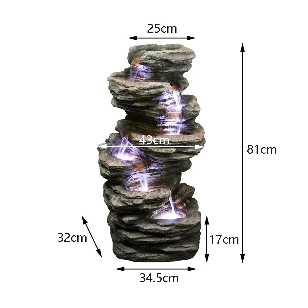 6-Tier Rock Water Feature Water Fountain DW46038 - Image 9