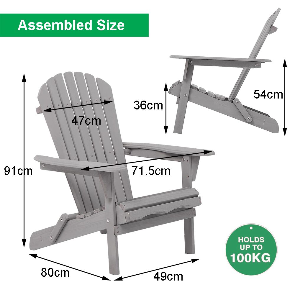 Adirondack Folding Chair Table Set - Grey - Image 6
