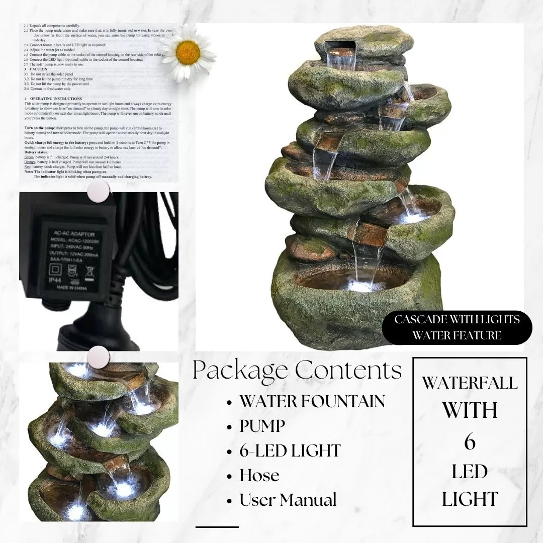 Cascade With Lights Water Feature Water Fountain DW22049 - Image 5