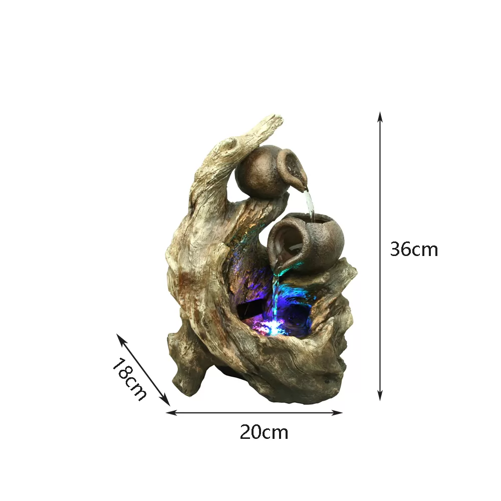 Table Top Tree Trunk and Pots Water Feature Water Fountain DW11131 - Image 8