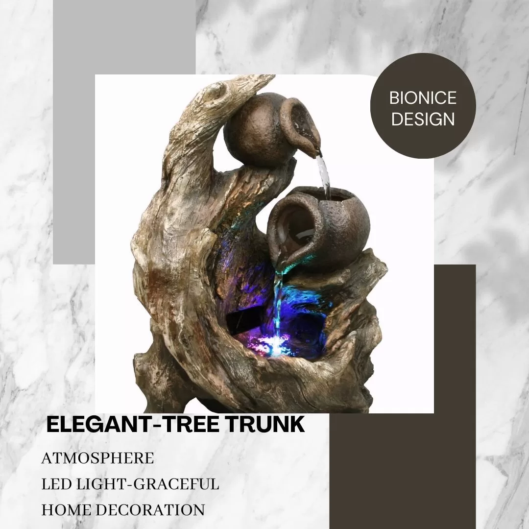 Table Top Tree Trunk and Pots Water Feature Water Fountain DW11131 - Image 3