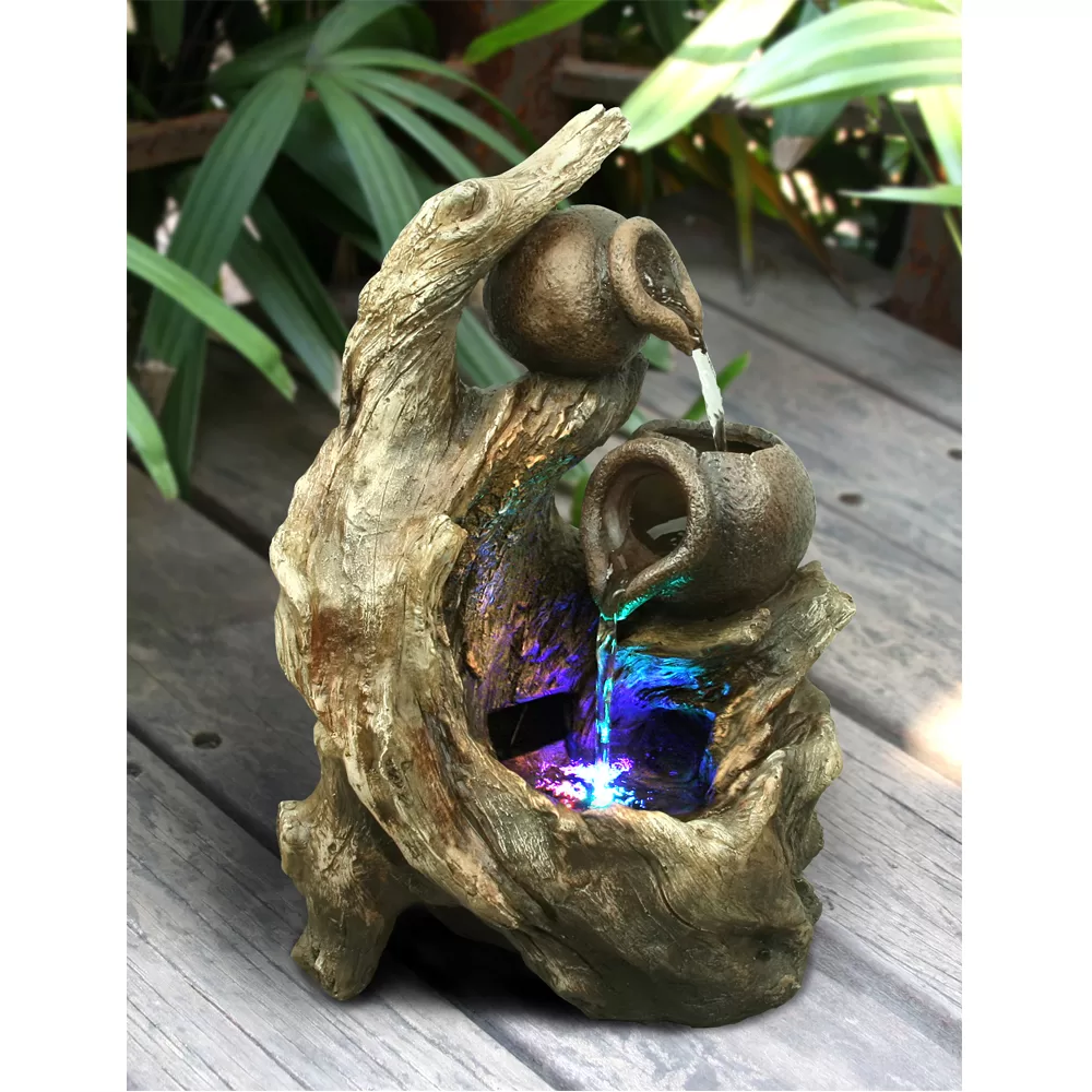 Table Top Tree Trunk and Pots Water Feature Water Fountain DW11131 - Image 6