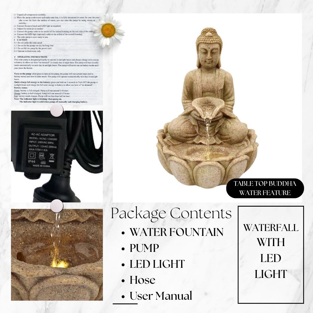 Table Top Buddha Water Feature Water Fountain DW47107-2 - Image 8