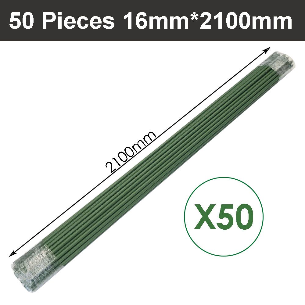 50pcs 2100mm x 16mm Green Garden Stakes PVC Coated Plant Supports Climbers - Image 2