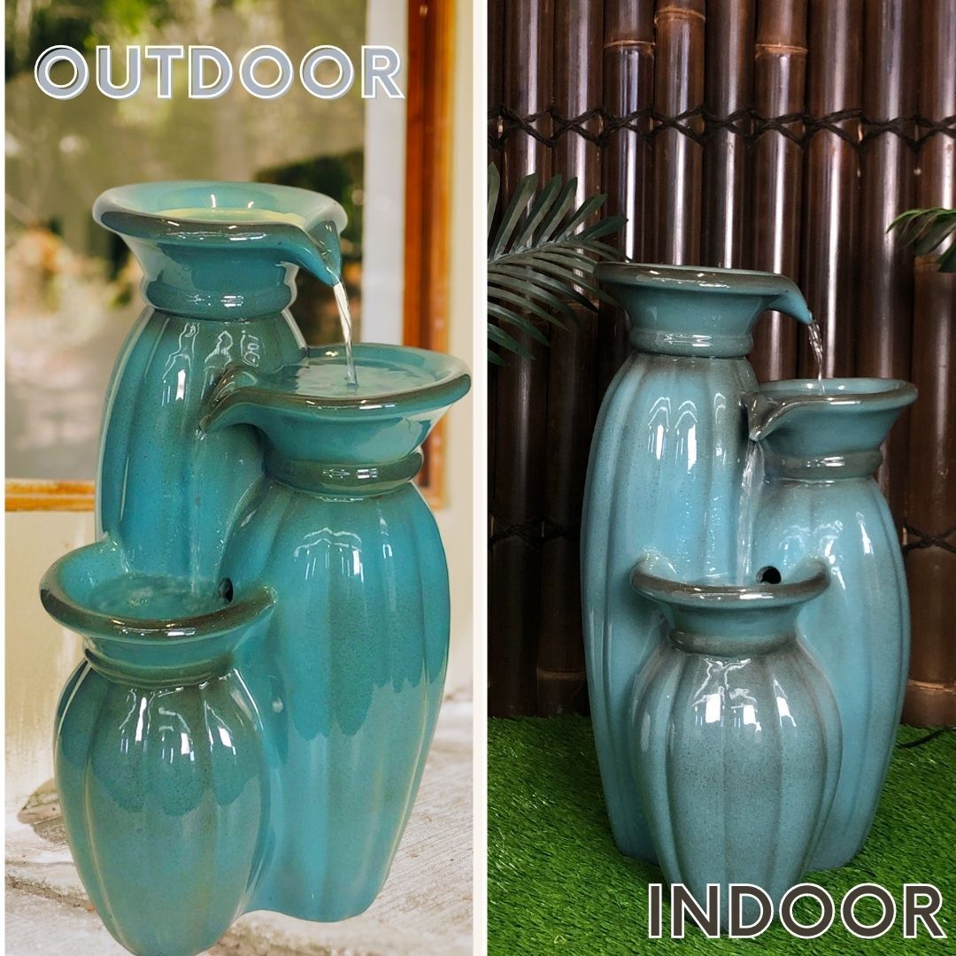 Triple Ceramic Vase Water Fountain Water Feature MZ12577BC - Image 9