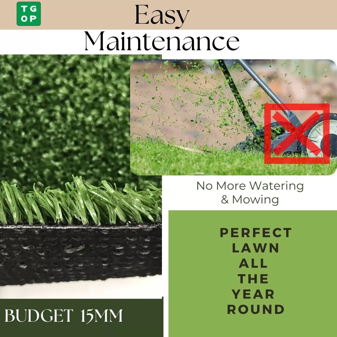 Budget -15mm Single Tone Artificial Grass Synthetic Turf Lawn Carpet - Image 6