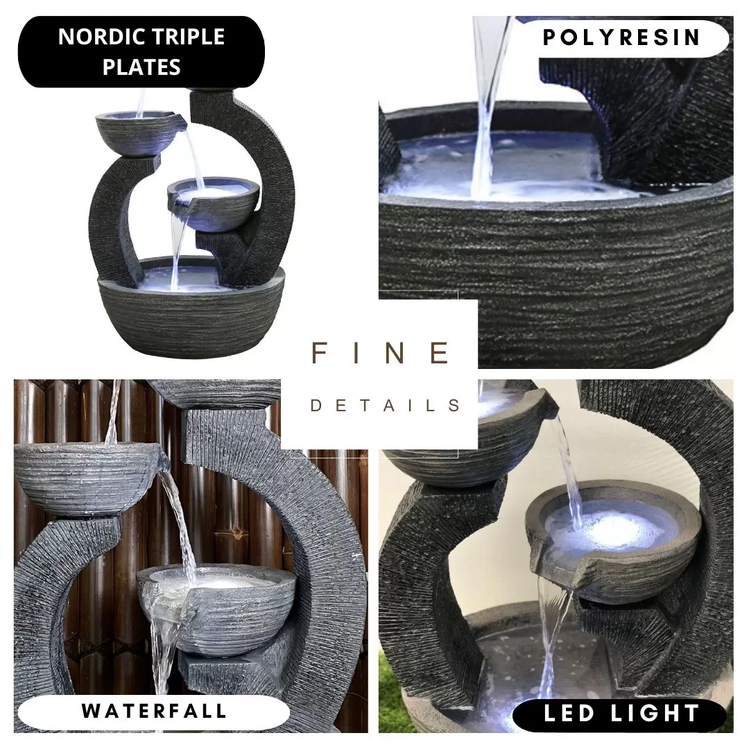 Triple Plates Water Feature Water Fountain DW197069 - Image 5