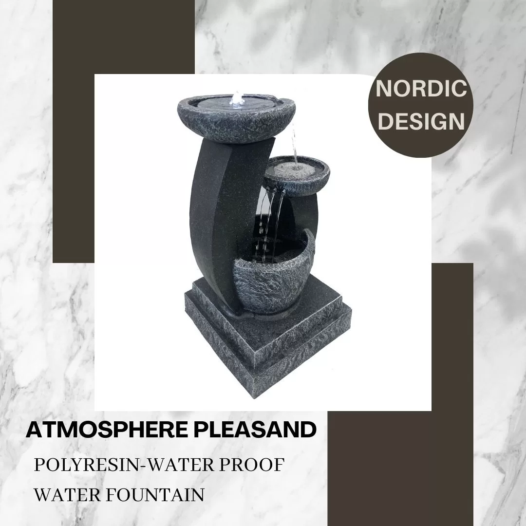 3 Tier Bowls Solar Water Feature Water Fountain in Grey F913B2 - Image 2