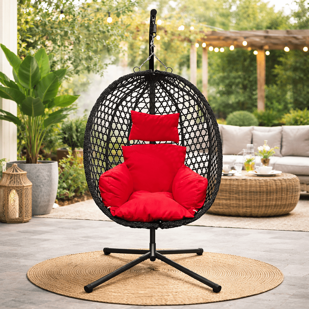 6407 Black Foldable Nest Egg Chair with Cushion