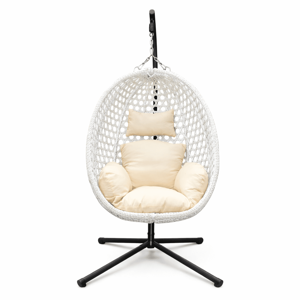 6407 White Foldable Nest Egg Chair with Cushion - Image 4