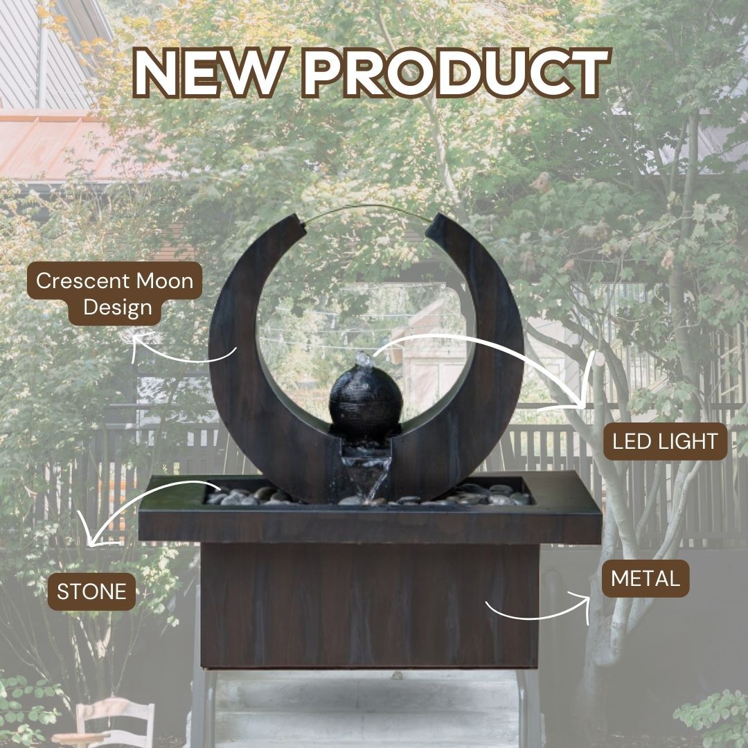 Crescent Moon Water Feature Water Fountain MCLST139 - Image 2