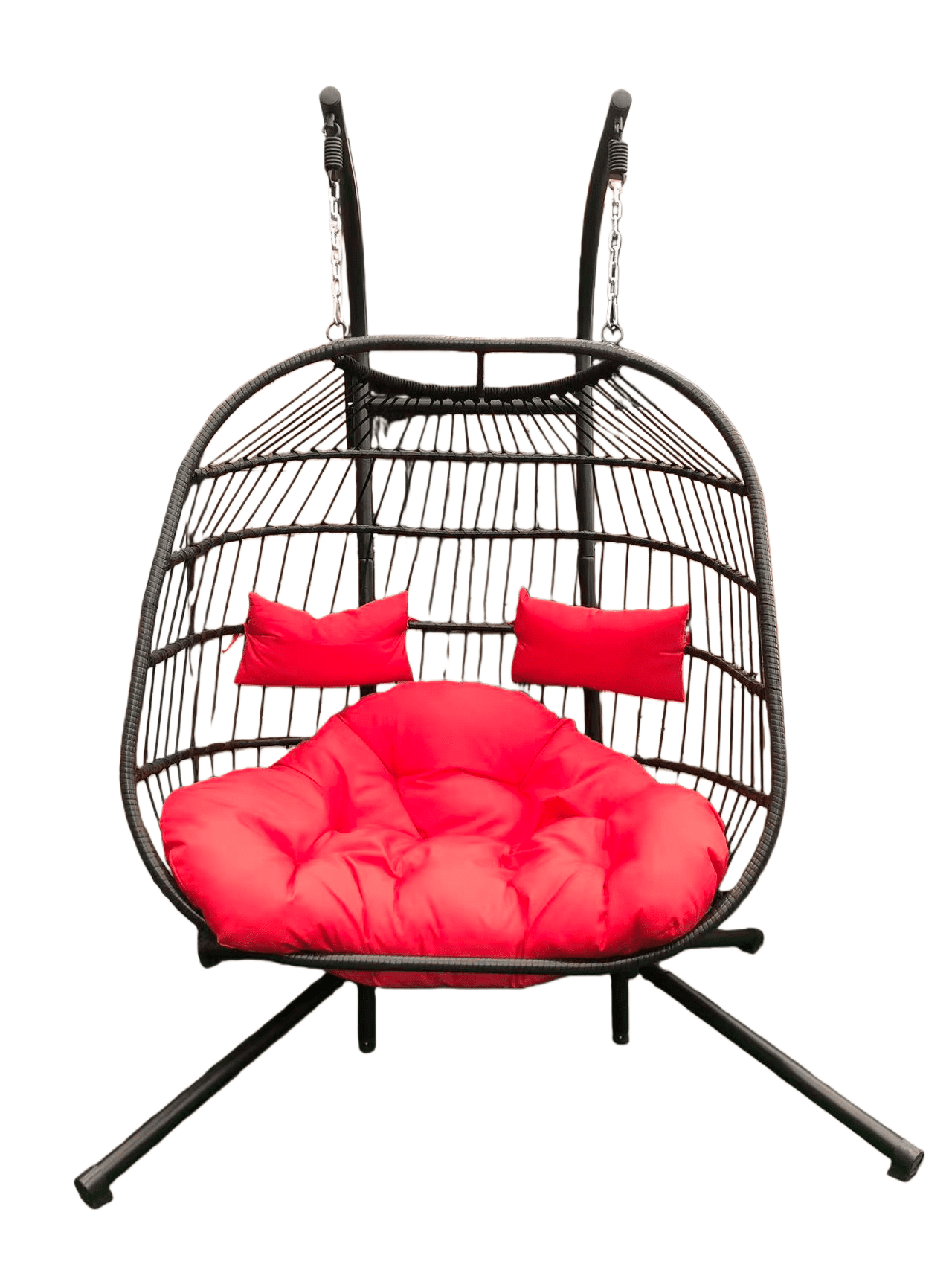 6409 Double Black Foldable Nest Egg Chair with Cushion - Image 3