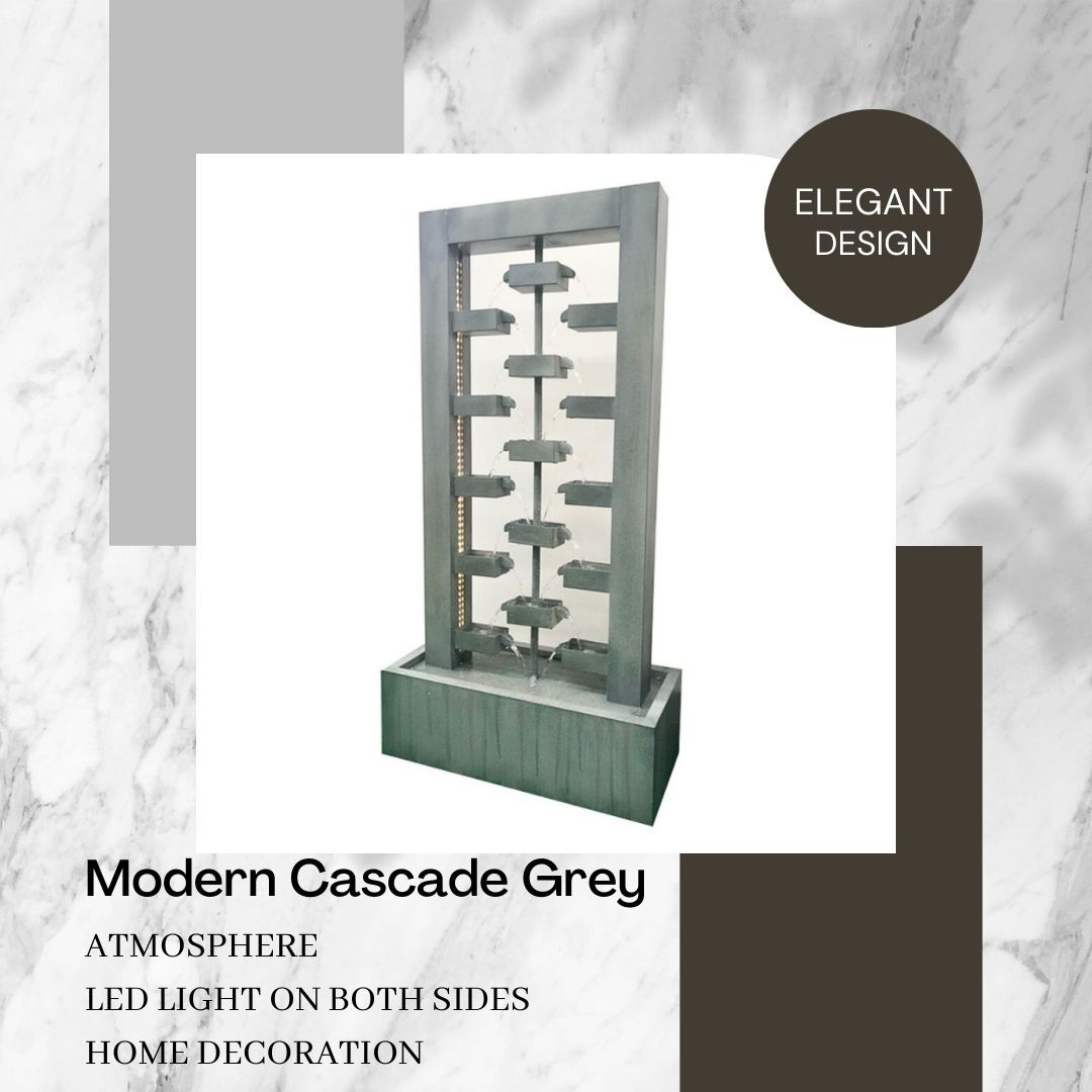 LED Modern Cascade Grey Water Feature Water Fountain MCLST385 - Image 2