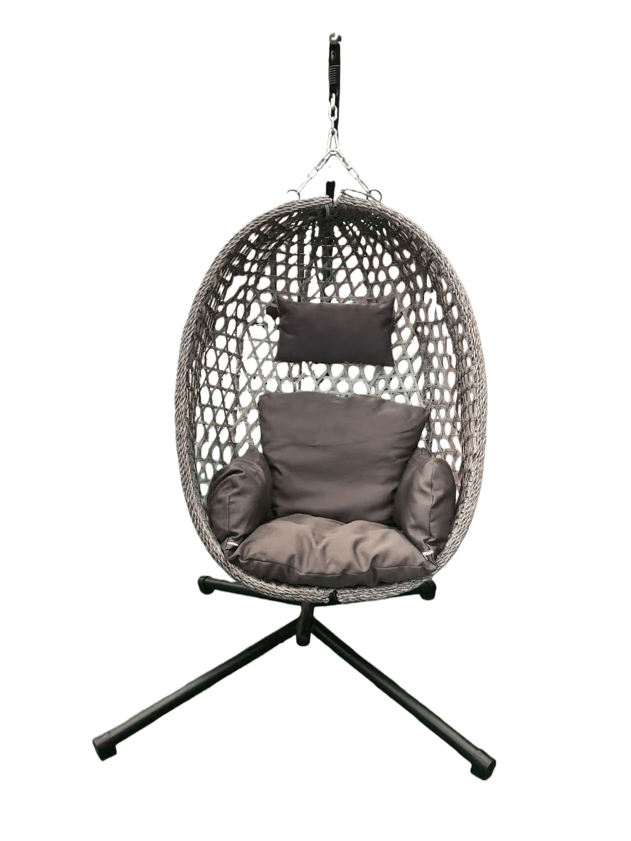 6407 Grey Foldable Nest Egg Chair with Cushion - Image 4