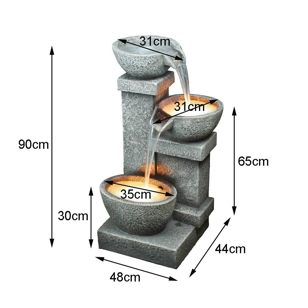 Cascading Three Bowl Water Fountain Water Feature DW96025 - Image 10