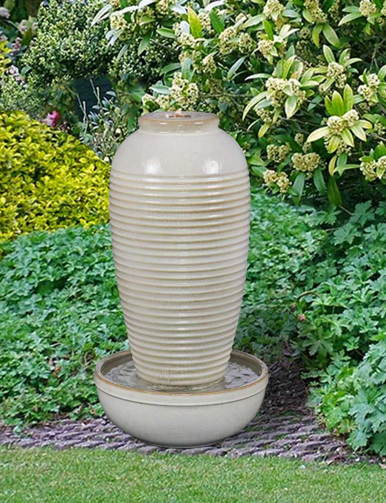 Ripple Ribbed Urn Fountain Water Feature Water Fountain MZ16410BA - Image 2