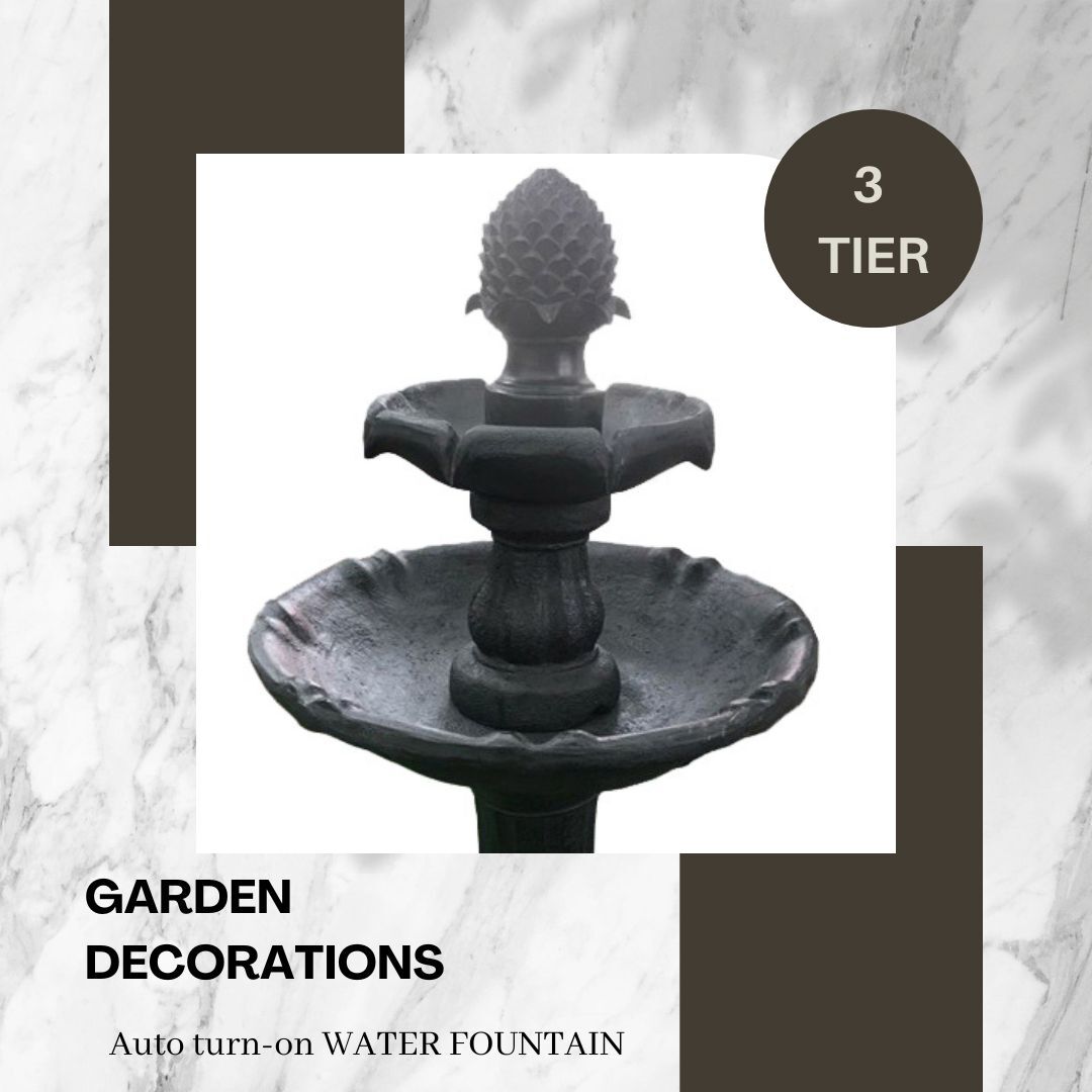 Bird Bath 3 Tier Solar Water Feature Black F921B1 - Image 4