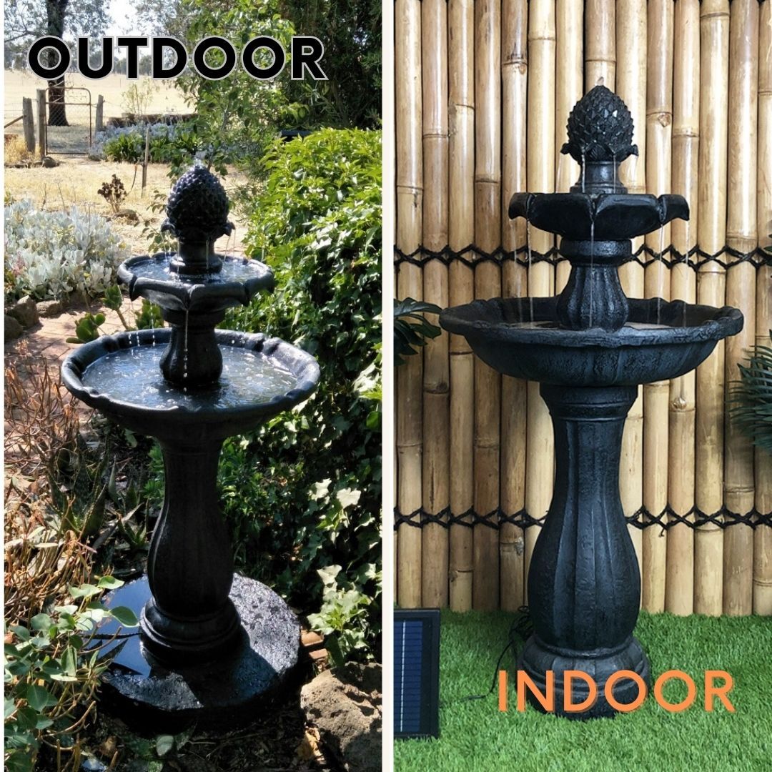 Bird Bath 3 Tier Solar Water Feature Black F921B1 - Image 3
