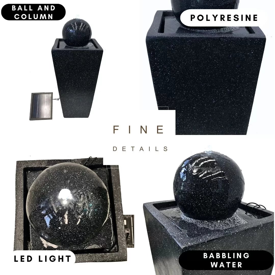Ball and Column Solar Water Feature Water Fountain F801G - Image 3