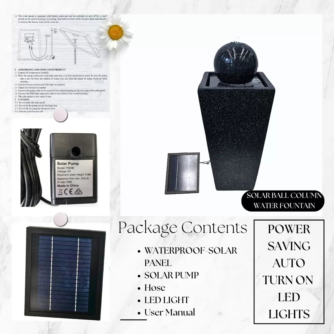 Ball and Column Solar Water Feature Water Fountain F801G - Image 10