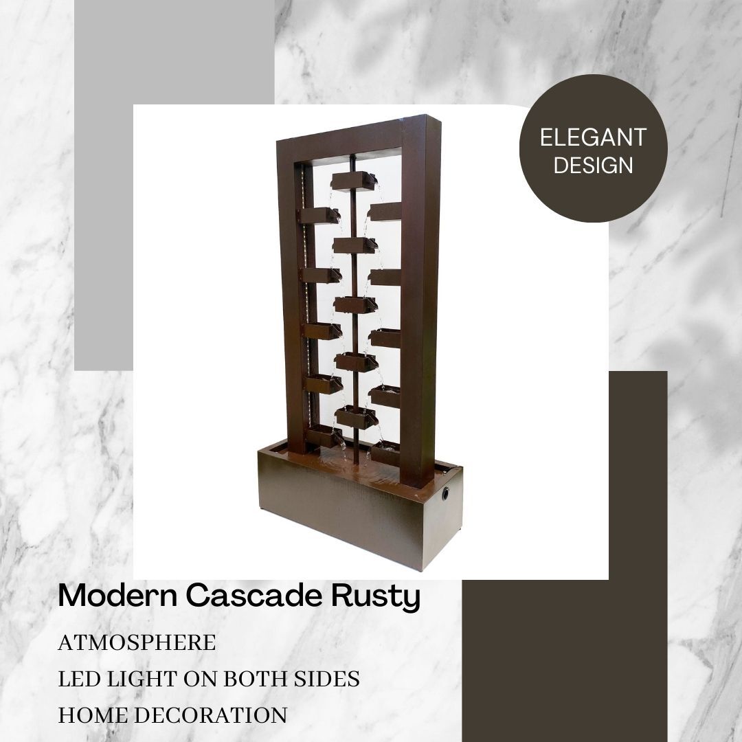 LED Modern Cascade Rusty Water Feature Water Fountain MCLST385 - Image 2