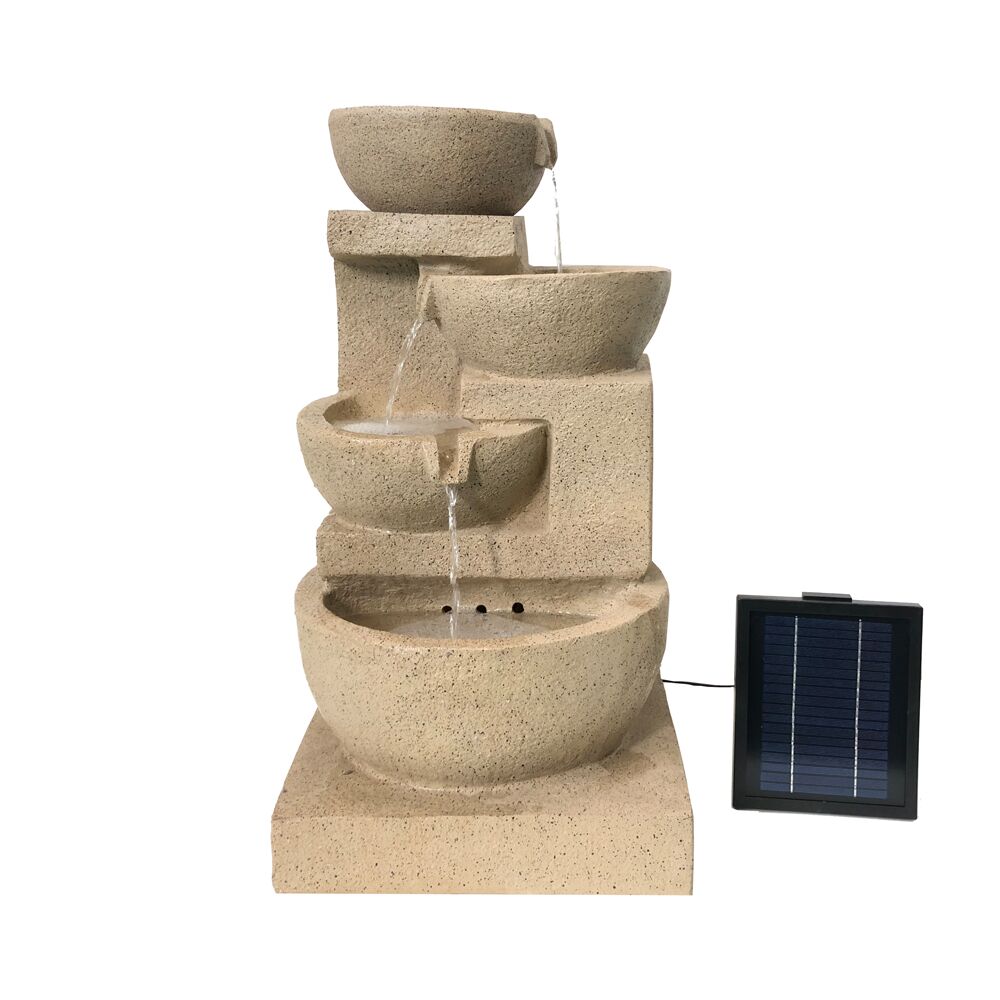 4 Tier Cascading Bowls Solar Water Feature Water Fountain in Brown F996A1 - Image 6