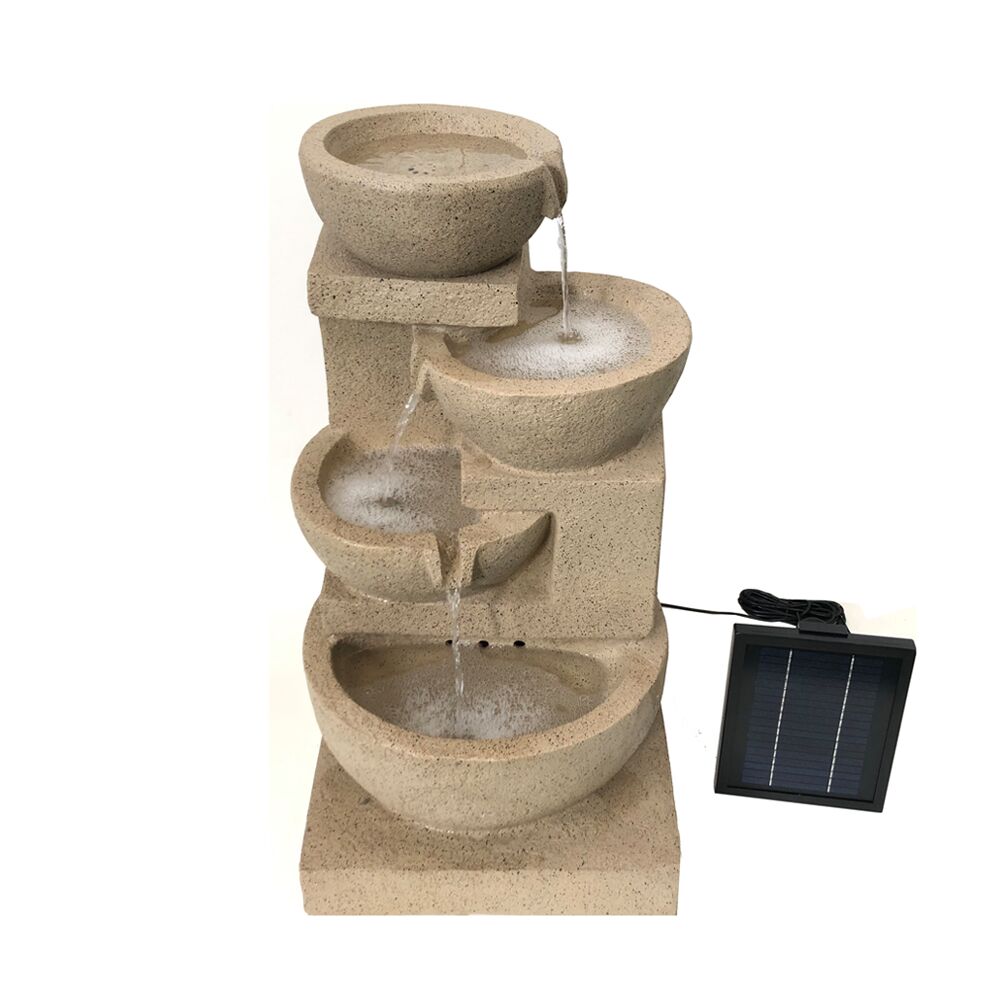 4 Tier Cascading Bowls Solar Water Feature Water Fountain in Brown F996A1 - Image 7