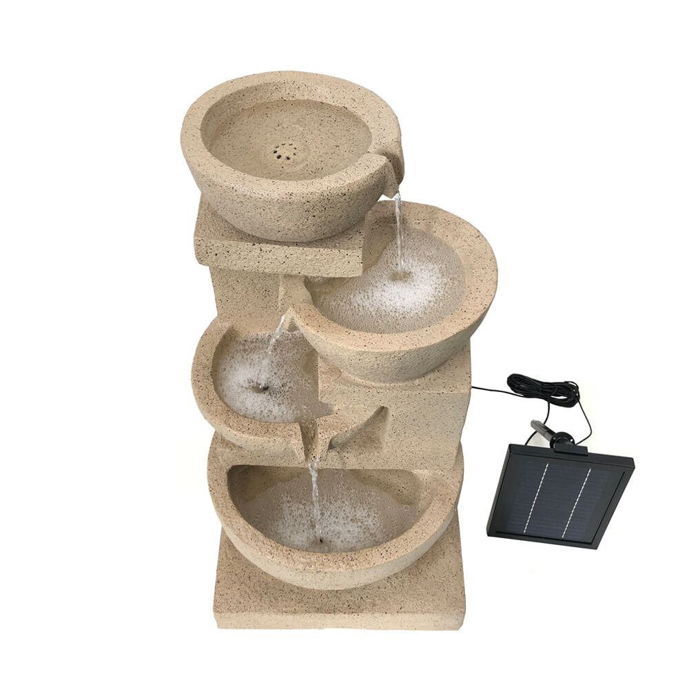4 Tier Cascading Bowls Solar Water Feature Water Fountain in Brown F996A1 - Image 8
