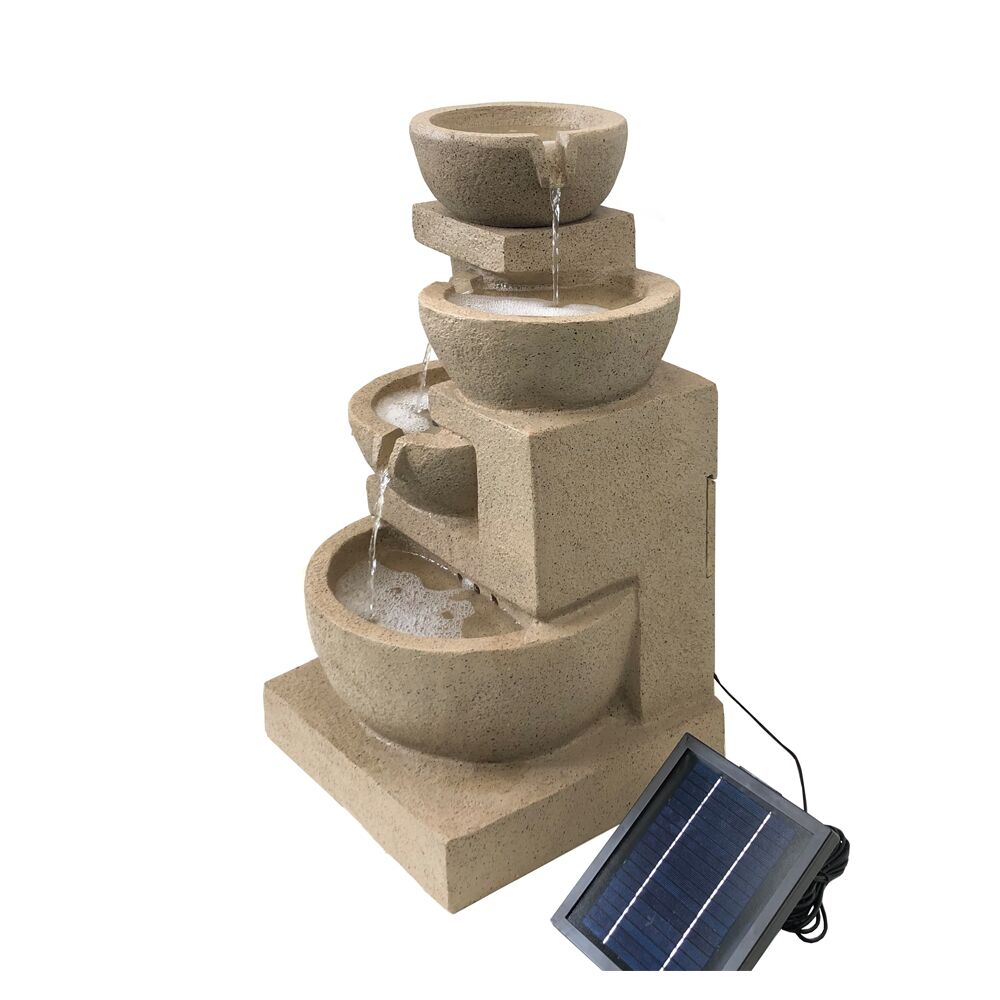 4 Tier Cascading Bowls Solar Water Feature Water Fountain in Brown F996A1 - Image 9