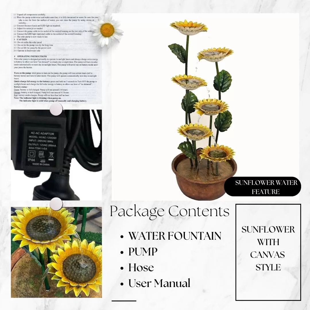 Sunflower Water Feature Water Fountain MCLST481 - Image 5