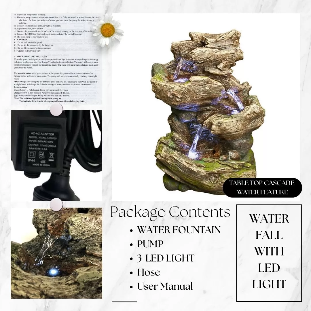 Table Top Cascade Water Feature Water Fountain DW22113-1PC - Image 5