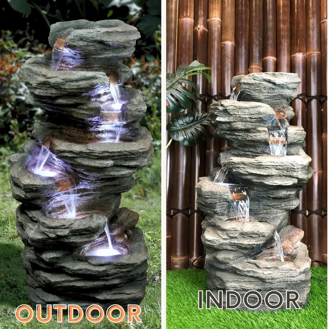 6-Tier Rock Water Feature Water Fountain DW46038 - Image 6
