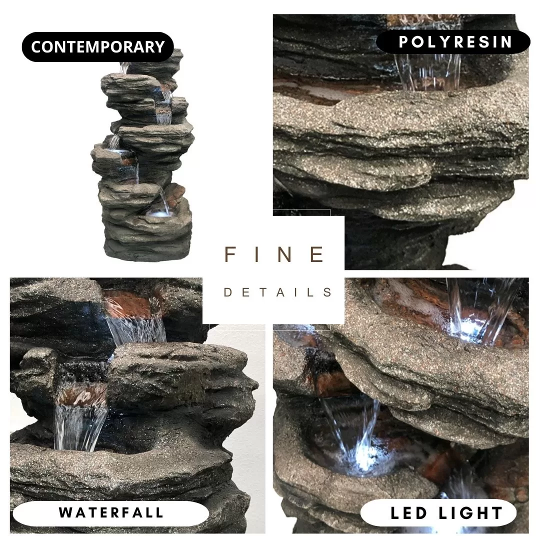 6-Tier Rock Water Feature Water Fountain DW46038 - Image 4