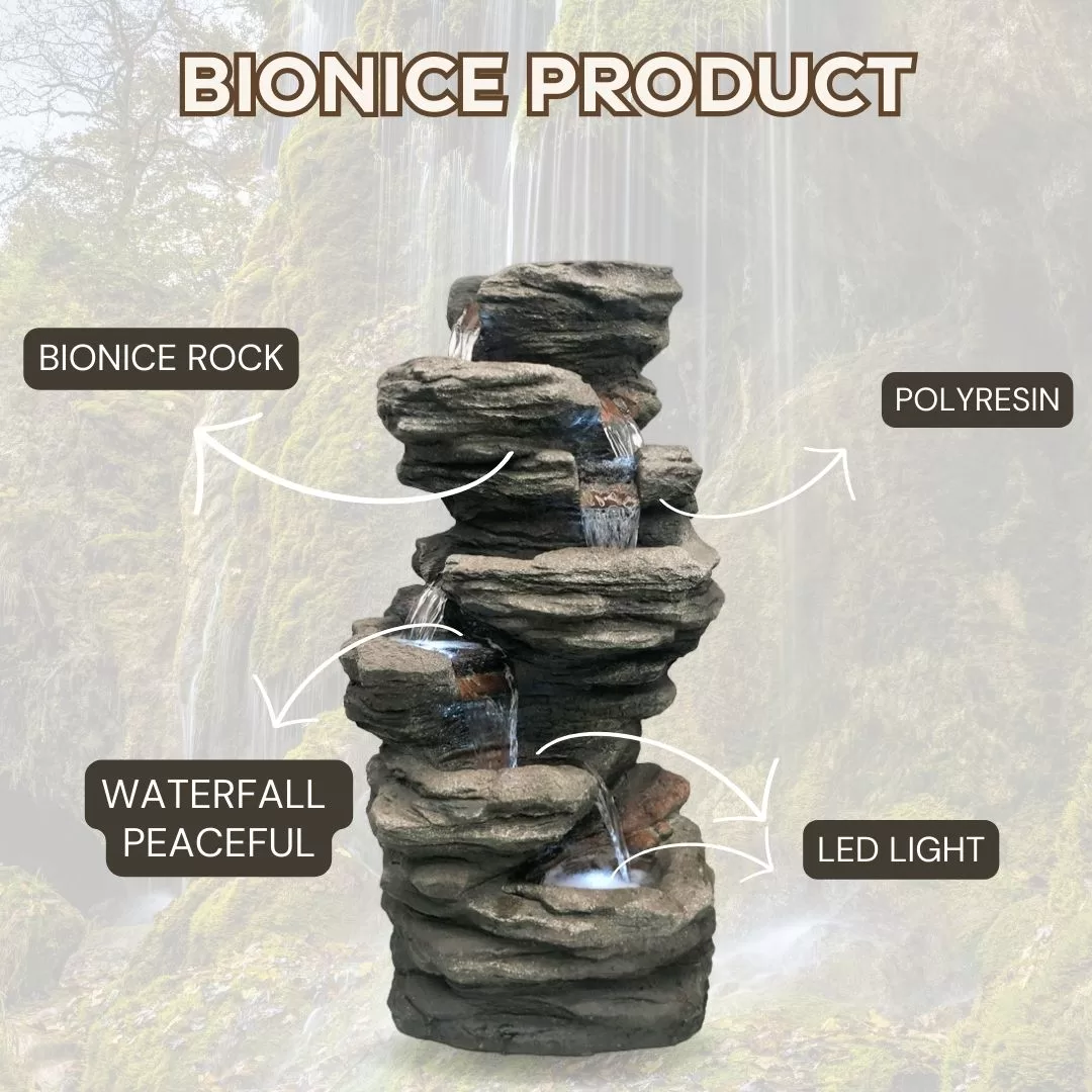 6-Tier Rock Water Feature Water Fountain DW46038 - Image 2