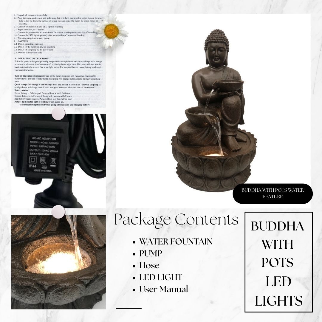 Buddha with Pots Water Feature Water Fountain DW208026 - Image 6