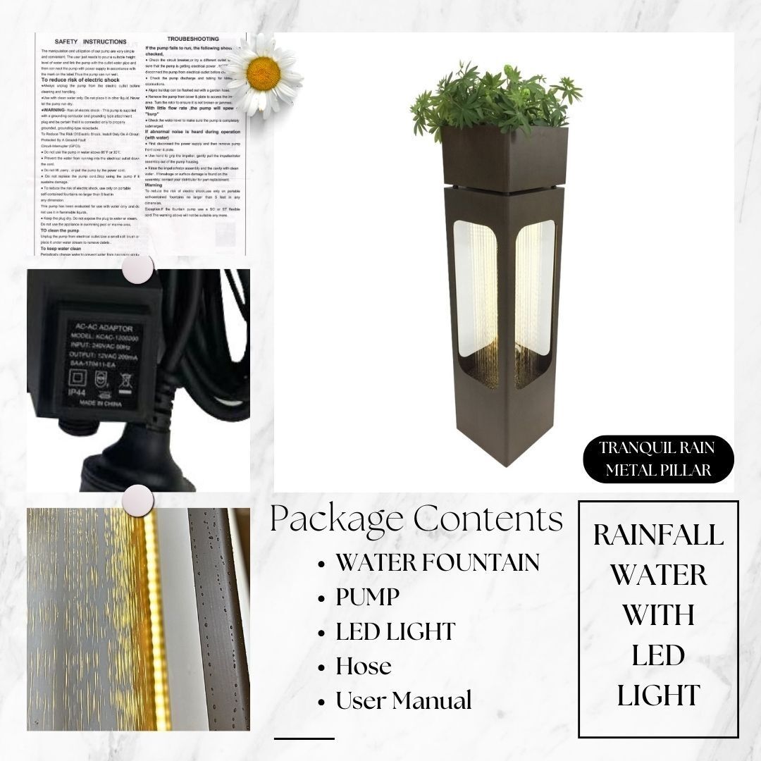 Tranquil Rain Metal Pillar Water Feature Water Fountain MCLST311 - Image 4